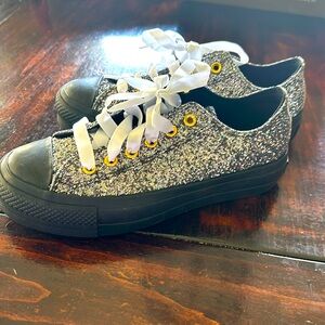 NEW Chuck Taylor All Star Lift Platform Glitter Comfort Low Top Wide Width